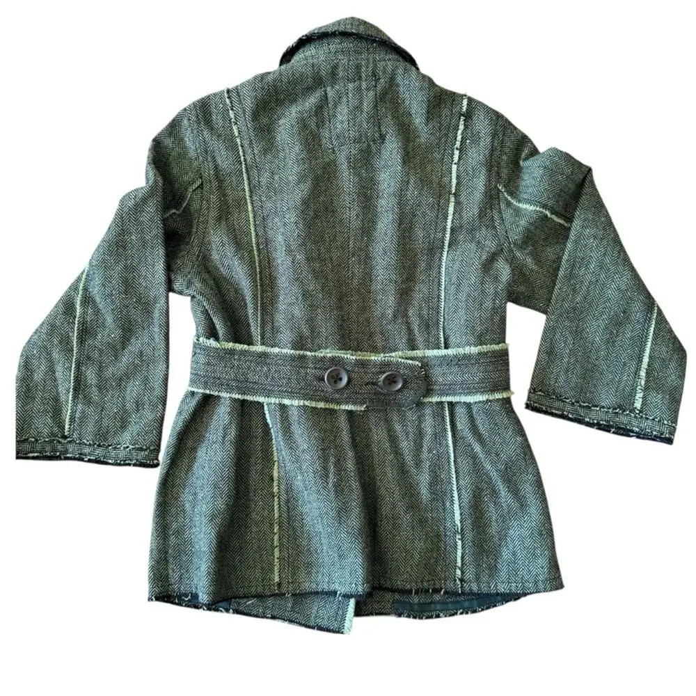 Z Brand Kids’ Tweed Double-Breasted Distressed Green Lightweight Jacket Size 10